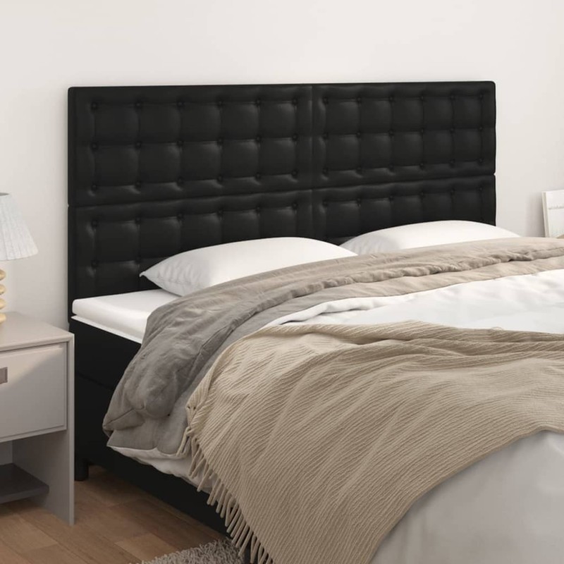 vidaXL Cabeceros 4 unidades de cuero sintético negro 90x5x78/88 cm vidaXL Cabeceros 4 unidades de cuero sintético negro 90x5x78/88 cm