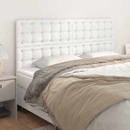 vidaXL Cabeceros 4 unidades de cuero sintético blanco 100x5x78/88 cm