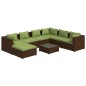 vidaXL Set sofás de jardín 8 piezas y cojines ratán sintético marrón vidaXL Set sofás de jardín 8 piezas y cojines ratán sintético marrón