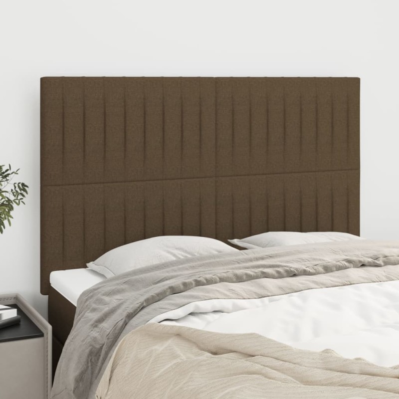 vidaXL Cabeceros 4 unidades tela marrón oscuro 72x5x78/88 cm vidaXL Cabeceros 4 unidades tela marrón oscuro 72x5x78/88 cm