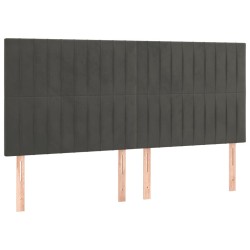 vidaXL Cabeceros 4 unidades de terciopelo gris oscuro 100x5x78/88 cm
