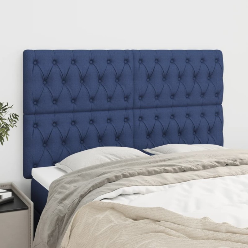 vidaXL Cabeceros 4 unidades de tela azul 80x7x78/88 cm vidaXL Cabeceros 4 unidades de tela azul 80x7x78/88 cm