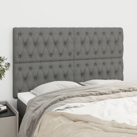 vidaXL Cabeceros 4 unidades de tela gris oscuro 80x7x78/88 cm