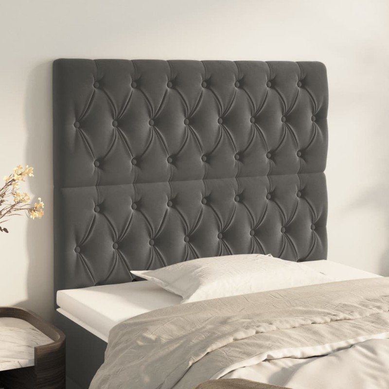 vidaXL Cabeceros 2 unidades de terciopelo gris oscuro 100x7x78/88 cm vidaXL Cabeceros 2 unidades de terciopelo gris oscuro 100x7x78/88 cm