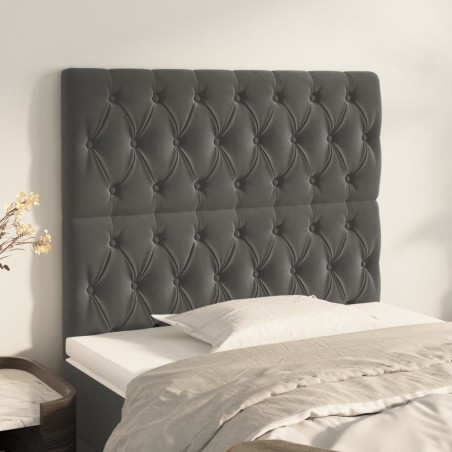 vidaXL Cabeceros 2 unidades de terciopelo gris oscuro 100x7x78/88 cm