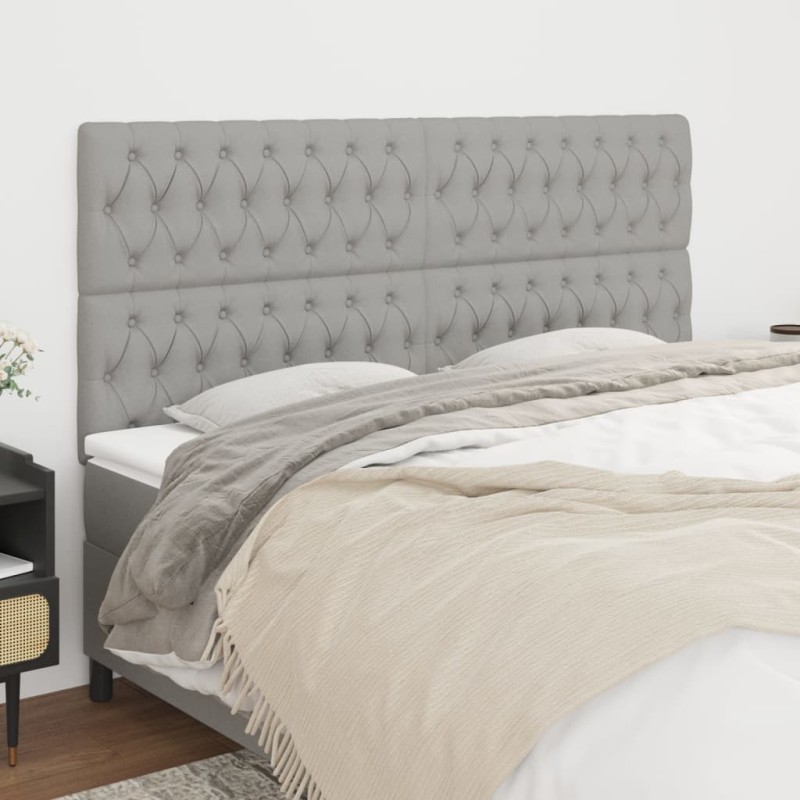 vidaXL Cabeceros 4 unidades de tela gris claro 90x7x78/88 cm vidaXL Cabeceros 4 unidades de tela gris claro 90x7x78/88 cm