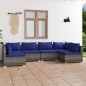 vidaXL Set de muebles de jardín 6 pzas y cojines ratán sintético gris vidaXL Set de muebles de jardín 6 pzas y cojines ratán sintético gris