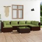 vidaXL Set muebles de jardín 7 piezas y cojines ratán sintético marrón vidaXL Set muebles de jardín 7 piezas y cojines ratán sintético marrón