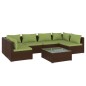 vidaXL Set muebles de jardín 7 piezas y cojines ratán sintético marrón vidaXL Set muebles de jardín 7 piezas y cojines ratán sintético marrón