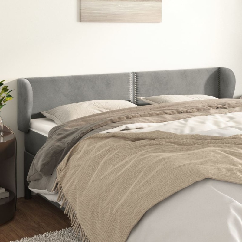 vidaXL Cabecero de terciopelo gris claro 203x23x78/88 cm vidaXL Cabecero de terciopelo gris claro 203x23x78/88 cm
