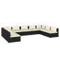vidaXL Set de muebles de jardín 9 pzas y cojines ratán sintético negro vidaXL Set de muebles de jardín 9 pzas y cojines ratán sintético negro