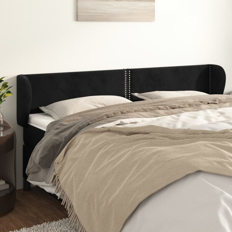 vidaXL Cabecero de terciopelo negro 203x23x78/88 cm vidaXL Cabecero de terciopelo negro 203x23x78/88 cm
