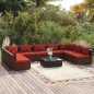 vidaXL Set muebles de jardín 10 pzas y cojines ratán sintético marrón vidaXL Set muebles de jardín 10 pzas y cojines ratán sintético marrón