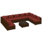 vidaXL Set muebles de jardín 10 pzas y cojines ratán sintético marrón vidaXL Set muebles de jardín 10 pzas y cojines ratán sintético marrón