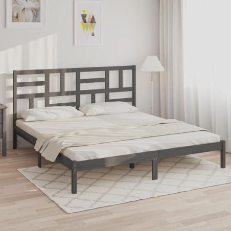 vidaXL Estructura de cama de madera maciza de pino gris 200x200 cm