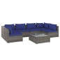 vidaXL Set de sofás de jardín 7 piezas y cojines ratán sintético gris vidaXL Set de sofás de jardín 7 piezas y cojines ratán sintético gris