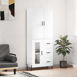 vidaXL Aparador alto madera contrachapada blanco 69,5x34x180 cm