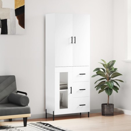 vidaXL Aparador alto madera contrachapada blanco 69,5x34x180 cm