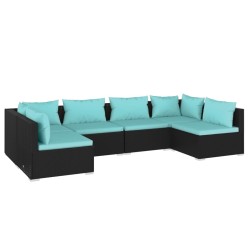 vidaXL Set de muebles de jardín 6 pzas y cojines ratán sintético negro