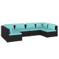 vidaXL Set de muebles de jardín 6 pzas y cojines ratán sintético negro vidaXL Set de muebles de jardín 6 pzas y cojines ratán sintético negro