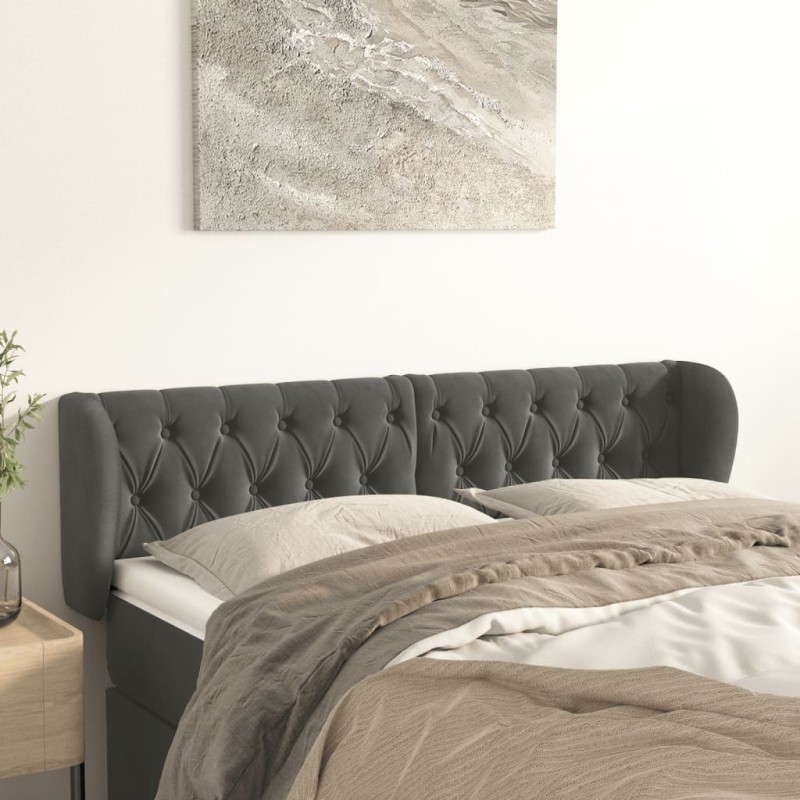 vidaXL Cabecero de terciopelo gris oscuro 163x23x78/88 cm vidaXL Cabecero de terciopelo gris oscuro 163x23x78/88 cm