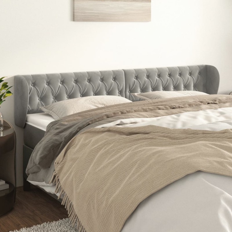 vidaXL Cabecero de terciopelo gris claro 183x23x78/88 cm vidaXL Cabecero de terciopelo gris claro 183x23x78/88 cm