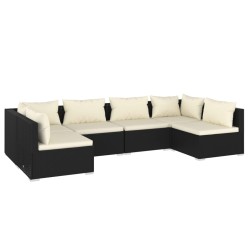 vidaXL Set de muebles de jardín 6 pzas y cojines ratán sintético negro
