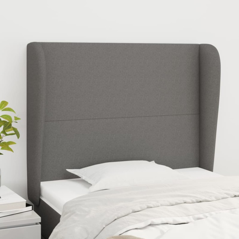 vidaXL Cabecero con orejas de tela gris oscuro 93x23x118/128 cm vidaXL Cabecero con orejas de tela gris oscuro 93x23x118/128 cm