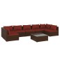 vidaXL Set muebles de jardín 8 piezas y cojines ratán sintético marrón vidaXL Set muebles de jardín 8 piezas y cojines ratán sintético marrón