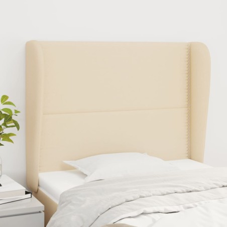 vidaXL Cabecero con orejas de tela color crema 83x23x118/128 cm