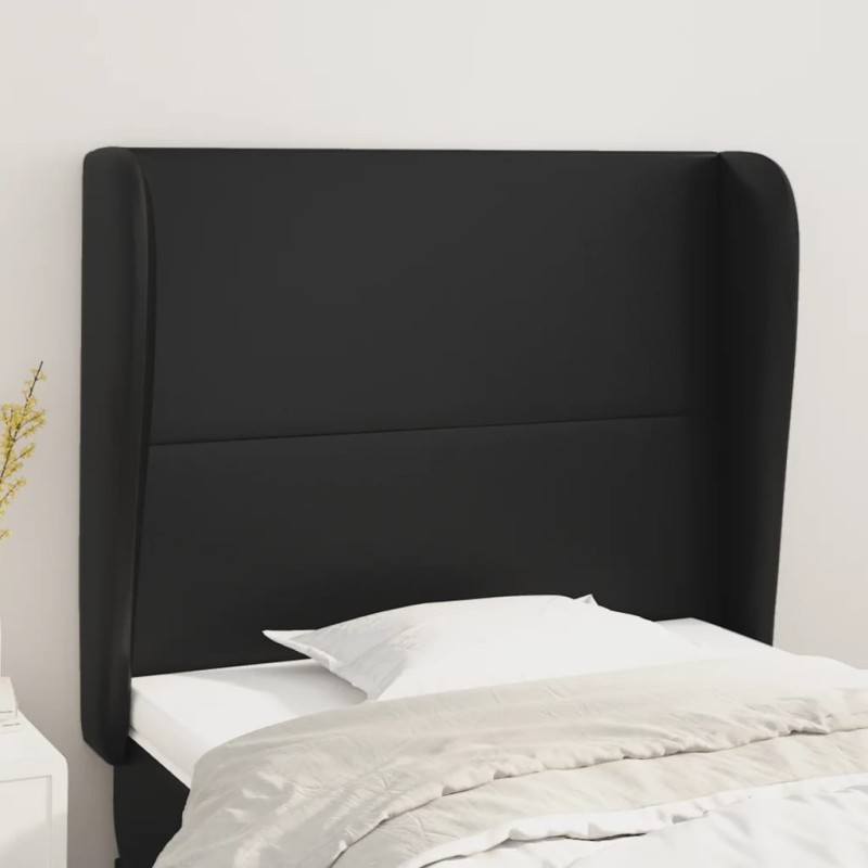 vidaXL Cabecero con orejas de cuero sintético negro 103x23x118/128cm vidaXL Cabecero con orejas de cuero sintético negro 103x23x118/128cm
