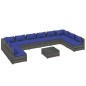 vidaXL Set de muebles de jardín 11 pzas y cojines ratán sintético gris vidaXL Set de muebles de jardín 11 pzas y cojines ratán sintético gris