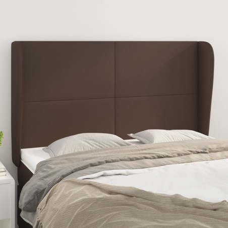 vidaXL Cabecero con orejas de cuero sintético marrón 147x23x118/128 cm