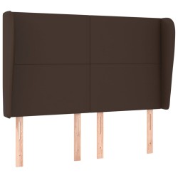 vidaXL Cabecero con orejas de cuero sintético marrón 147x23x118/128 cm