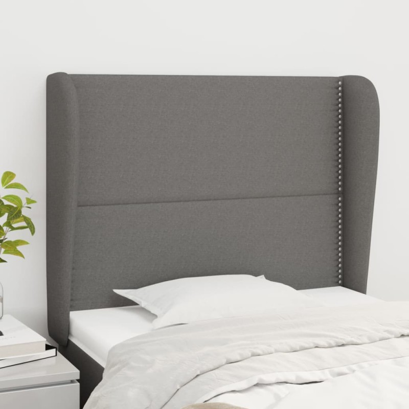 vidaXL Cabecero con orejas de tela gris oscuro 103x23x118/128 cm vidaXL Cabecero con orejas de tela gris oscuro 103x23x118/128 cm