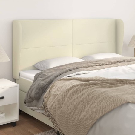 vidaXL Cabecero con orejas cuero sintético crema 163x23x118/128cm