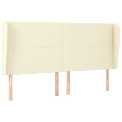 vidaXL Cabecero con orejas cuero sintético crema 163x23x118/128cm