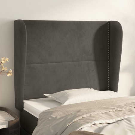 vidaXL Cabecero con orejas de terciopelo gris oscuro 83x23x118/128 cm