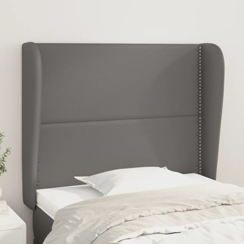 vidaXL Cabecero con orejas cuero sintético gris 93x23x118/128cm vidaXL Cabecero con orejas cuero sintético gris 93x23x118/128cm
