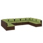 vidaXL Set muebles de jardín 9 piezas y cojines ratán sintético marrón vidaXL Set muebles de jardín 9 piezas y cojines ratán sintético marrón