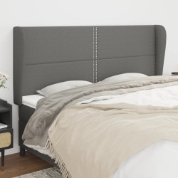 vidaXL Cabecero con orejas de tela gris oscuro 203x23x118/128 cm