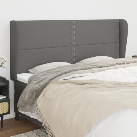 vidaXL Cabecero con orejas de tela gris oscuro 203x23x118/128 cm