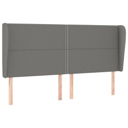 vidaXL Cabecero con orejas de tela gris oscuro 203x23x118/128 cm