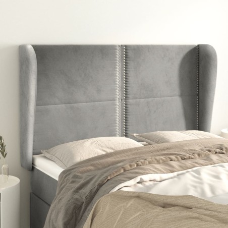 vidaXL Cabecero con orejas de terciopelo gris claro 147x23x118/128 cm
