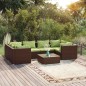 vidaXL Set muebles de jardín 7 piezas y cojines ratán sintético marrón vidaXL Set muebles de jardín 7 piezas y cojines ratán sintético marrón
