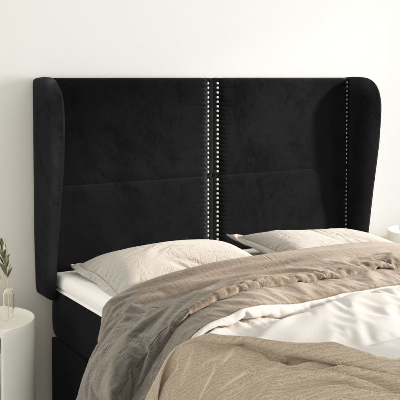 vidaXL Cabecero con orejas de terciopelo negro 147x23x118/128 cm vidaXL Cabecero con orejas de terciopelo negro 147x23x118/128 cm