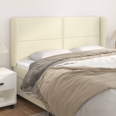 vidaXL Cabecero con orejas cuero sintético crema 163x23x118/128cm