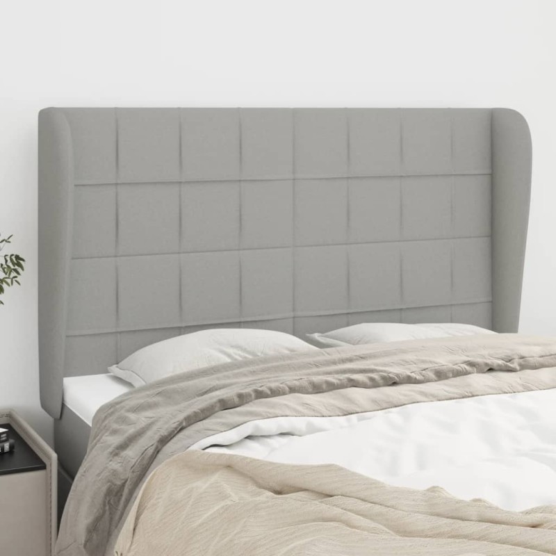 vidaXL Cabecero con orejas de tela gris claro 147x23x118/128 cm vidaXL Cabecero con orejas de tela gris claro 147x23x118/128 cm