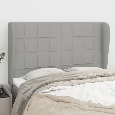 vidaXL Cabecero con orejas de tela gris claro 147x23x118/128 cm