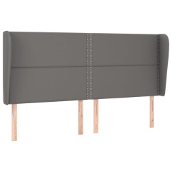 vidaXL Cabecero con orejas cuero sintético gris 203x23x118/128 cm